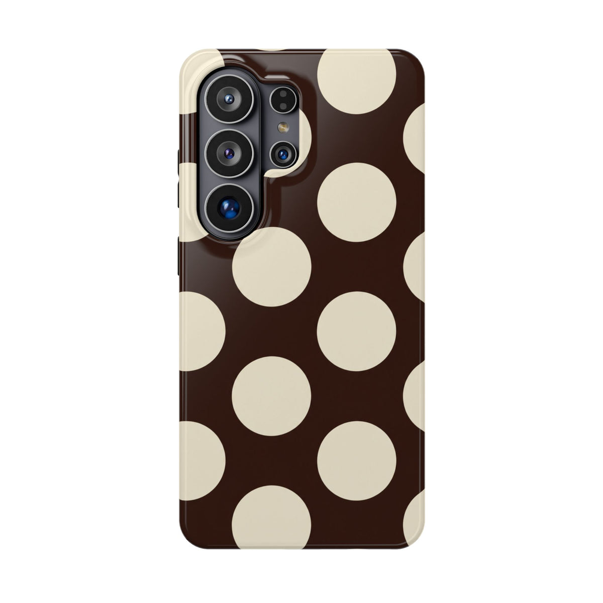 Chocolate Polka Dot protective phone case for Samsung Galaxy S26 Ultra, glossy finish