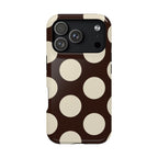 Chocolate Polka Dot MagSafe case for iPhone 18 Pro, glossy finish