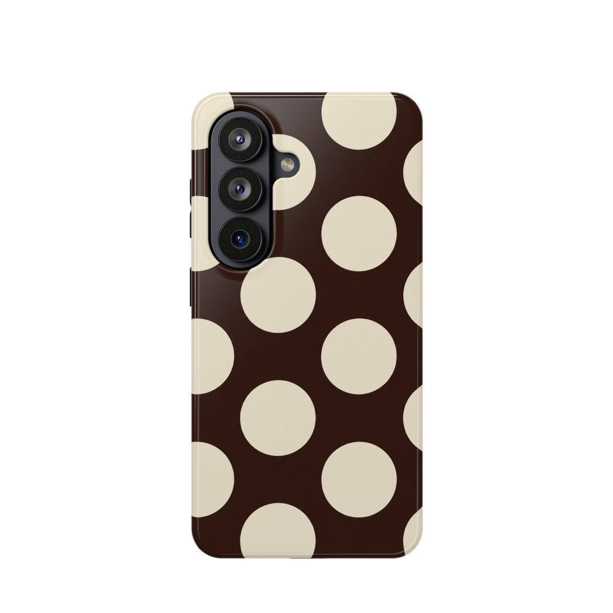 Chocolate Polka Dot MagSafe case for Samsung Galaxy S26, glossy finish