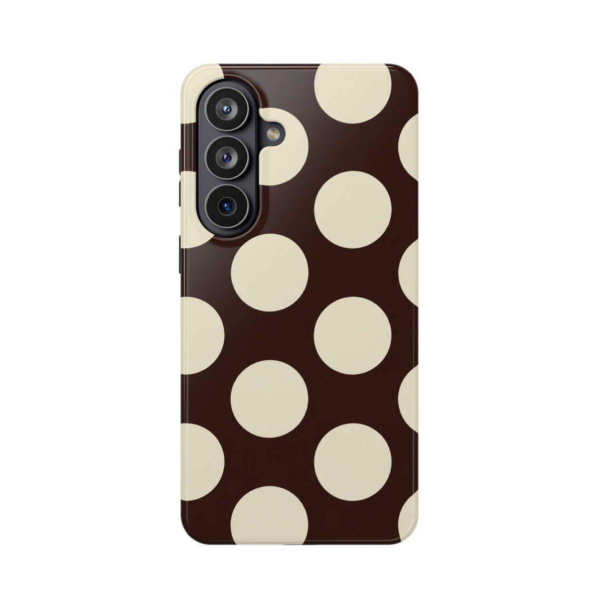 Chocolate Polka Dot MagSafe case for Samsung Galaxy S26 Plus, glossy finish