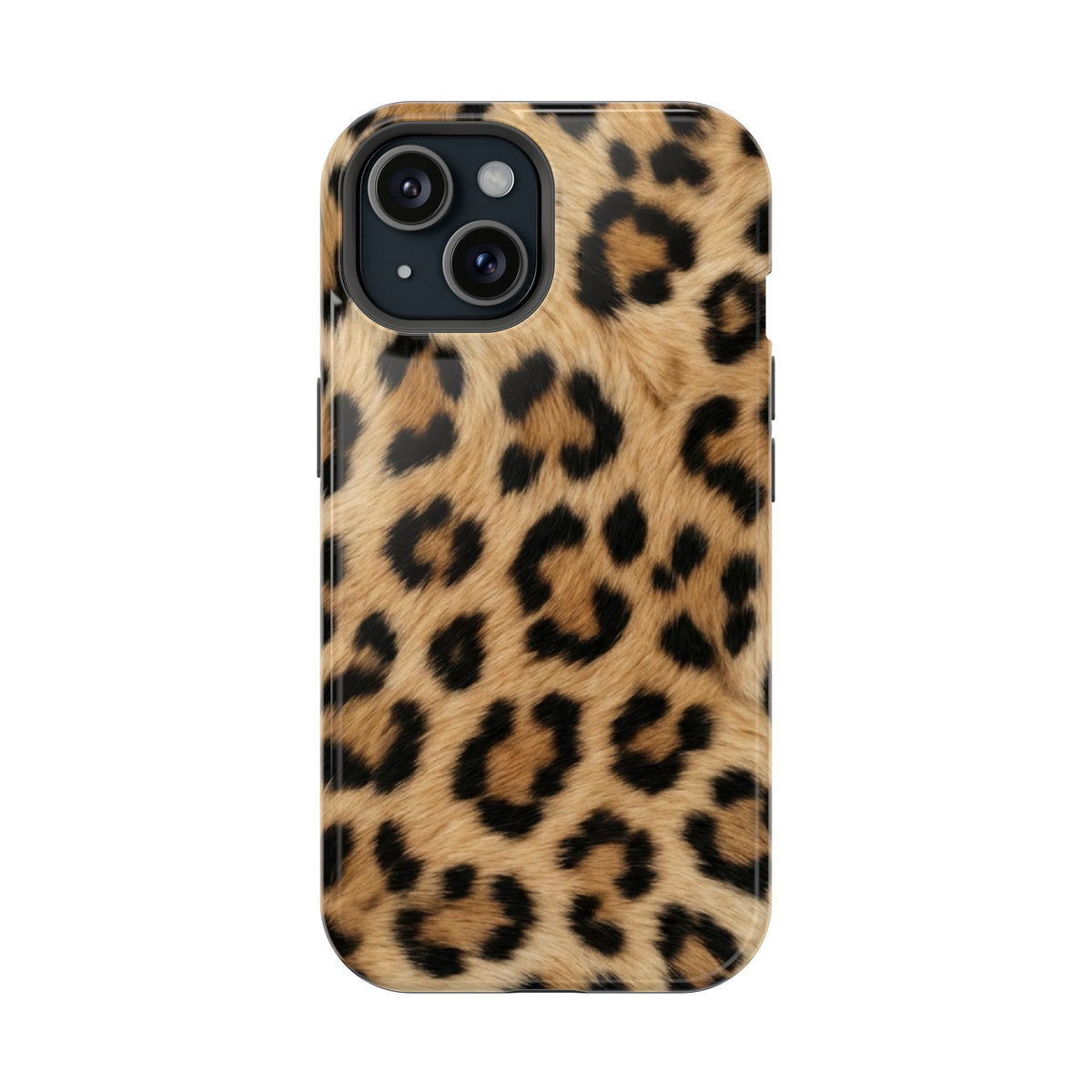 Classic Leopard protective phone case for iPhone 15, glossy finish