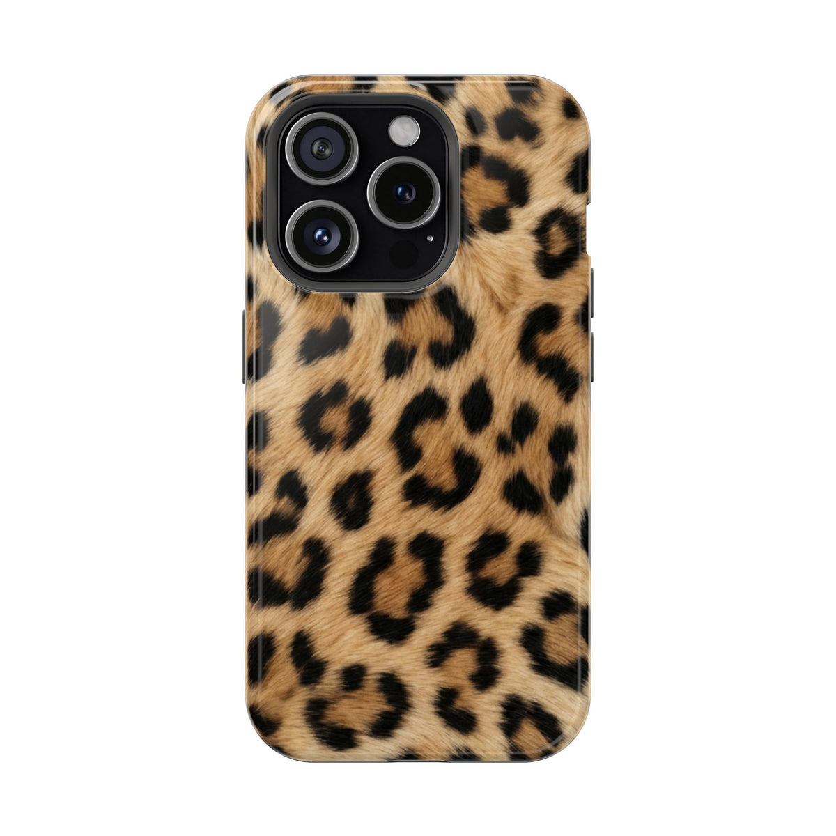 Classic Leopard protective phone case for iPhone 15 Pro, glossy finish