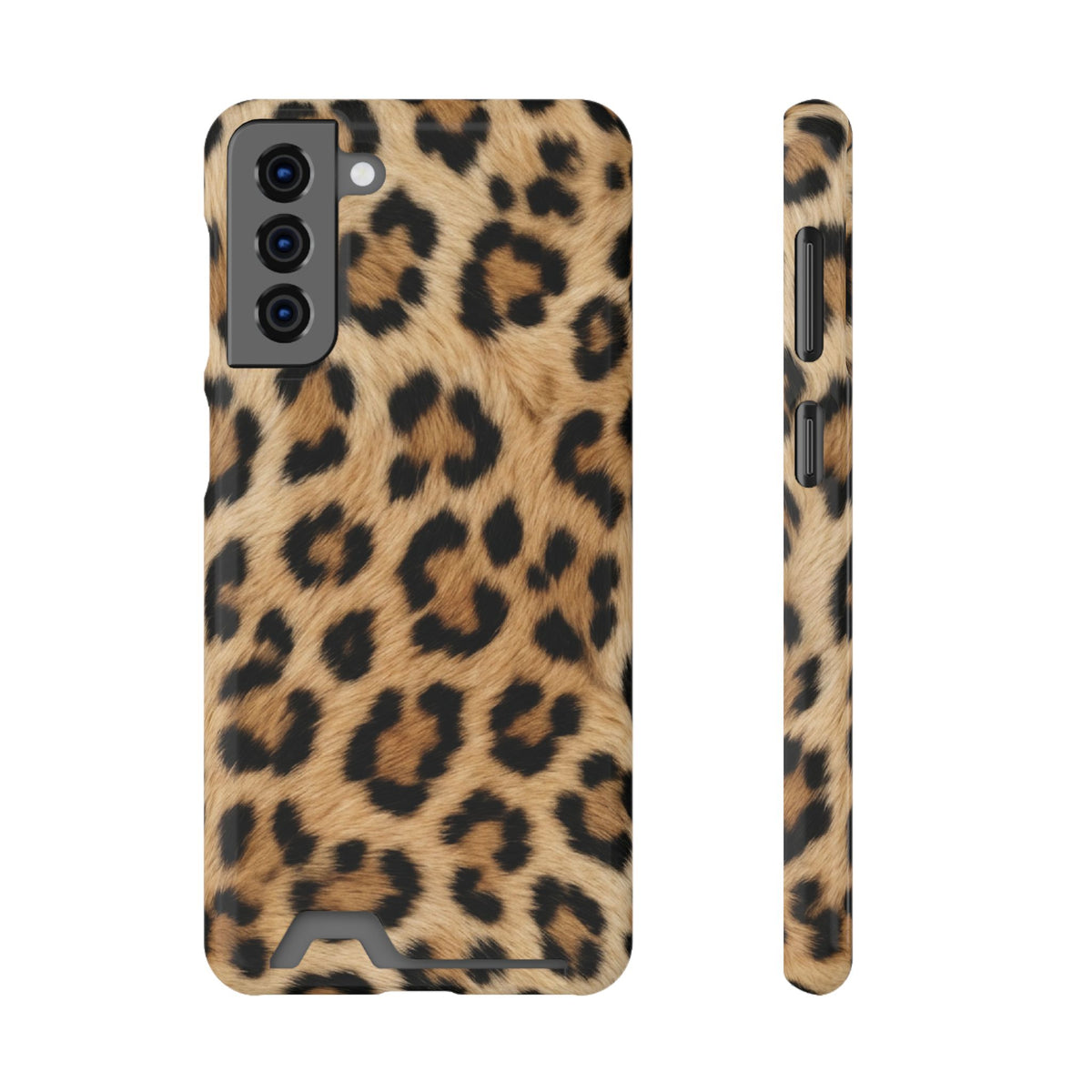 Classic Leopard phone case with card holder for Samsung Galaxy S21 Plus, glossy finish
