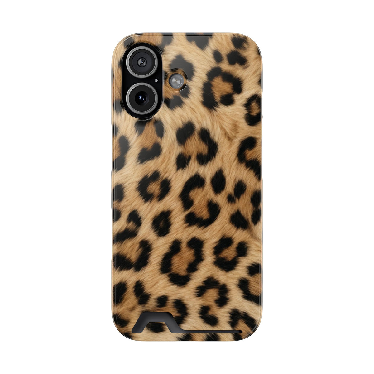 Classic Leopard phone case with card holder for iPhone 17, glossy finish