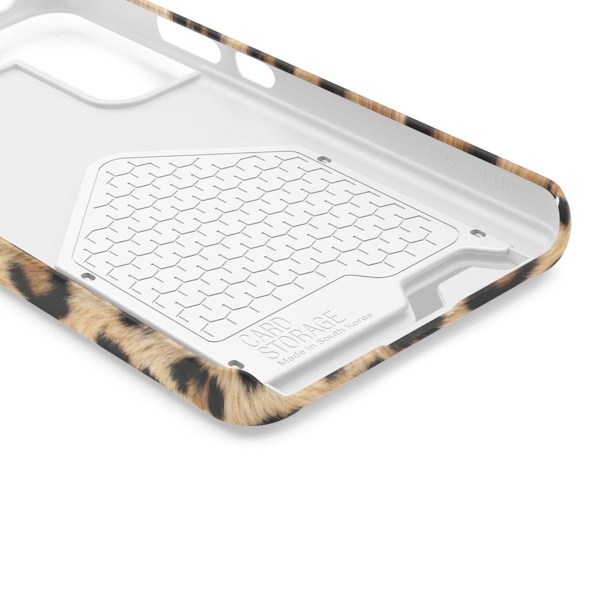 Classic Leopard phone case with card holder, close-up of the inside
