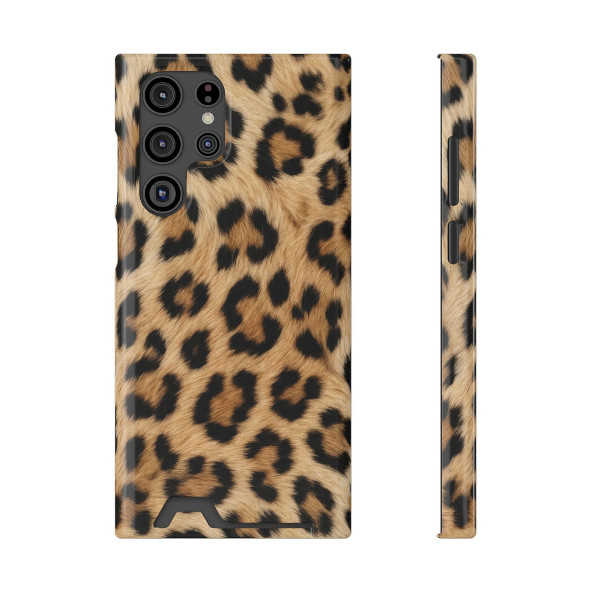 Classic Leopard phone case with card holder for Samsung Galaxy S22 Ultra, glossy finish