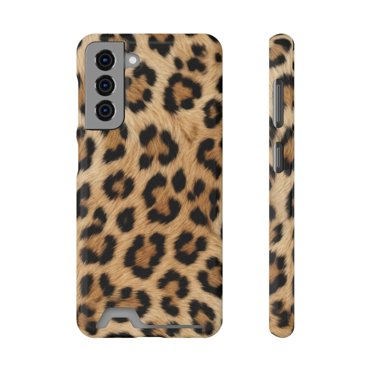 Classic Leopard phone case with card holder for Samsung Galaxy S21, glossy finish