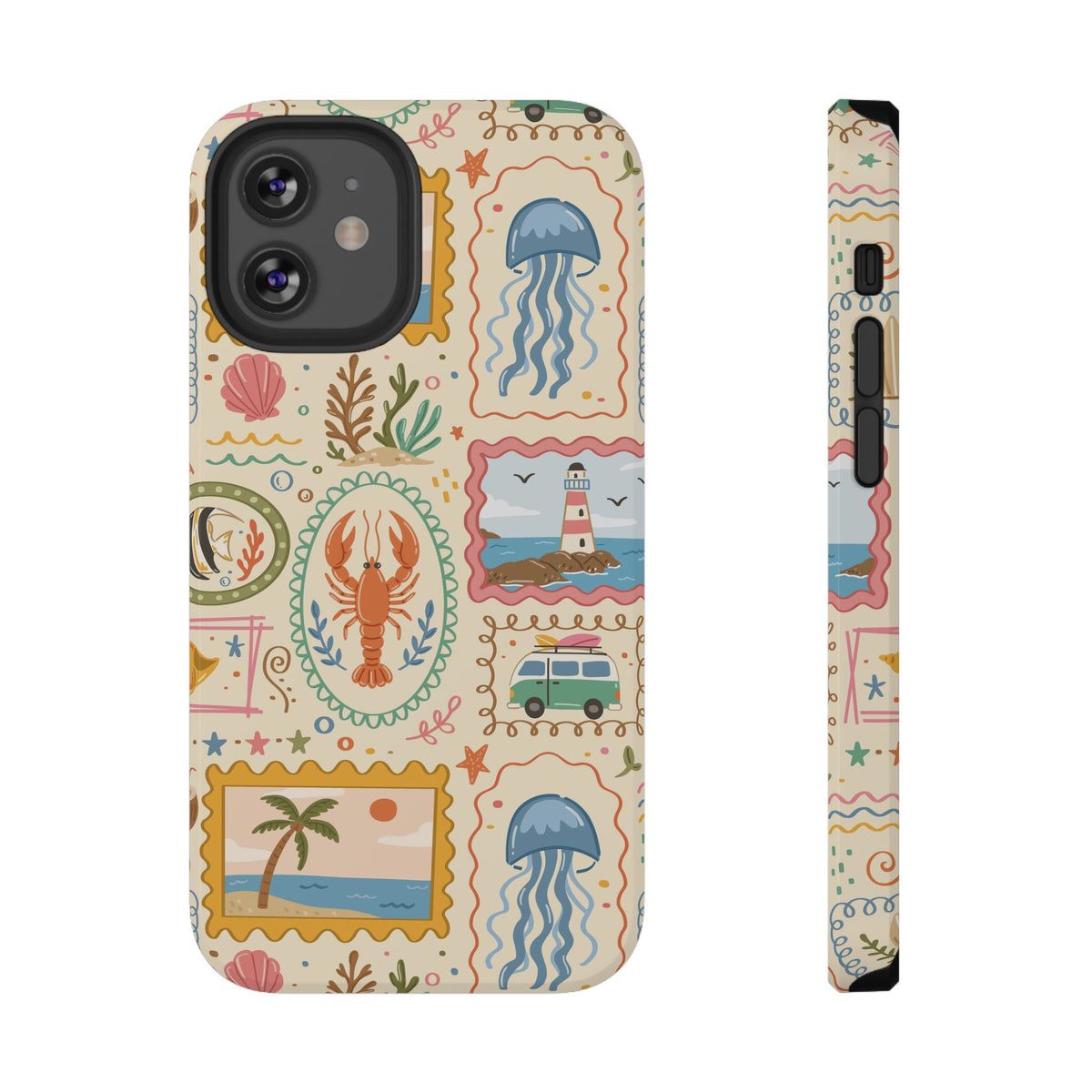 Coastal Postcard protective phone case for iPhone 12 Mini, glossy finish