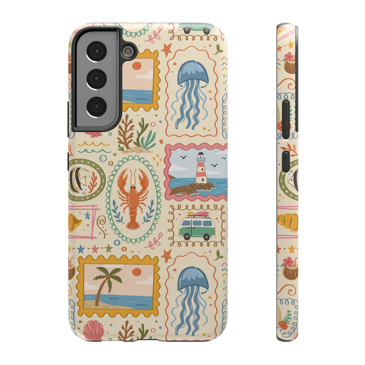 Coastal Postcard protective phone case for Samsung Galaxy S22 Plus, glossy finish