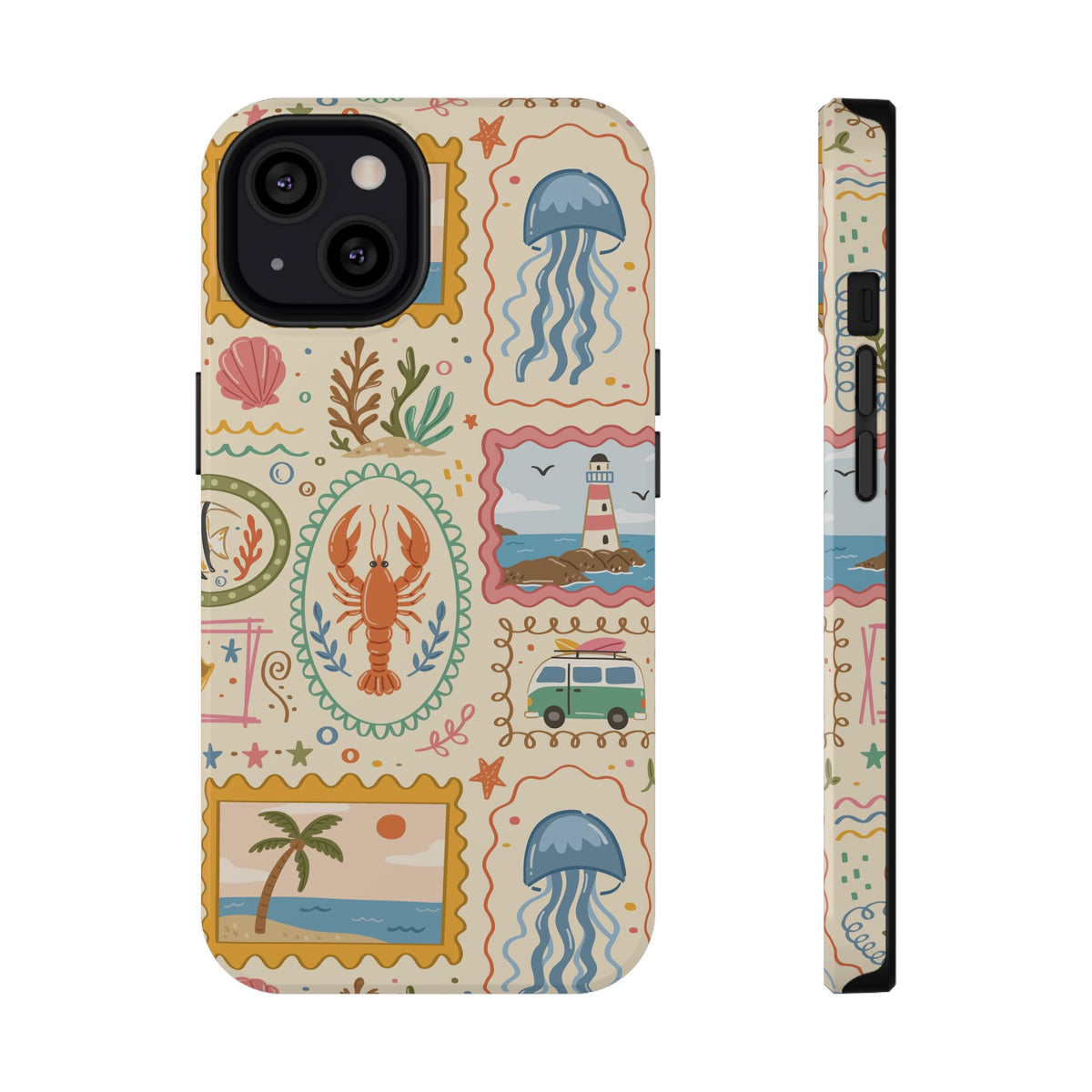 Coastal Postcard protective phone case for iPhone 13, glossy finish