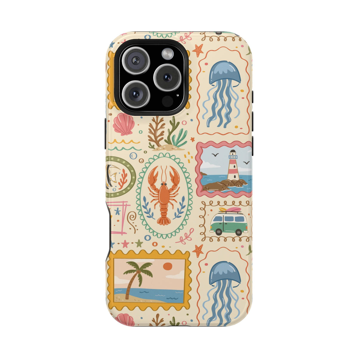Coastal Postcard protective phone case for iPhone 16 Pro Max, glossy finish