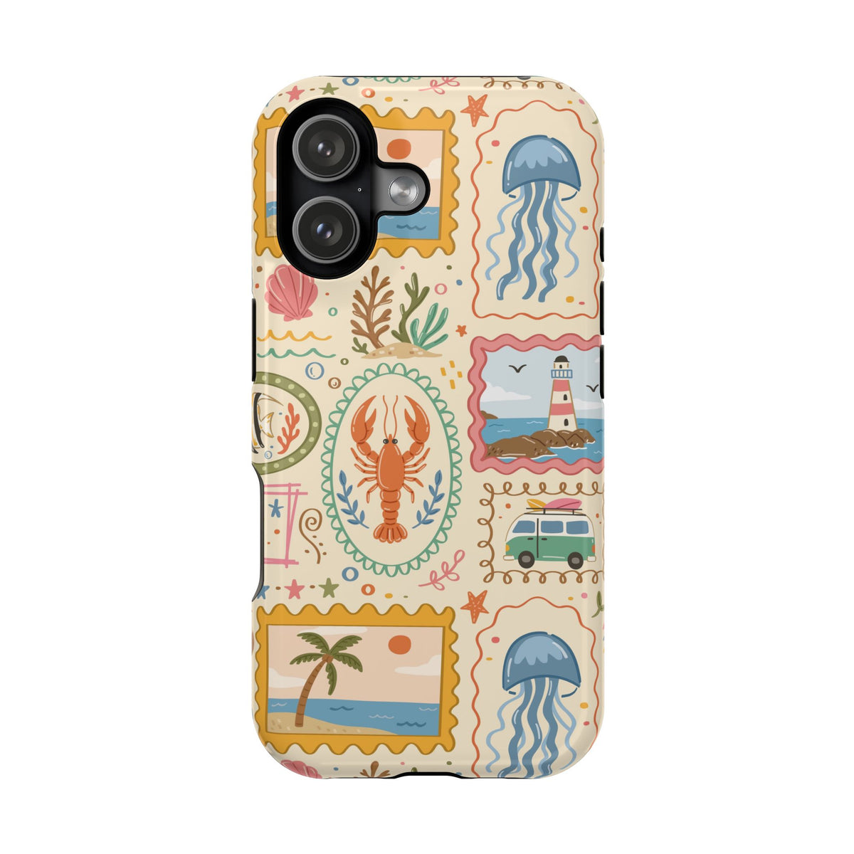Coastal Postcard protective phone case for iPhone 17, glossy finish