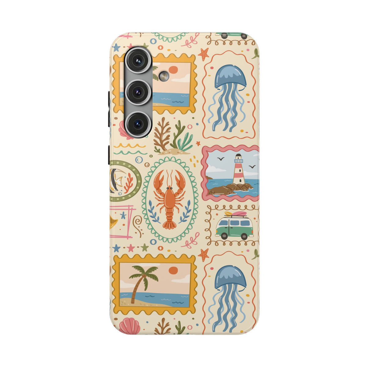 Coastal Postcard protective phone case for Samsung Galaxy S24 Plus, glossy finish