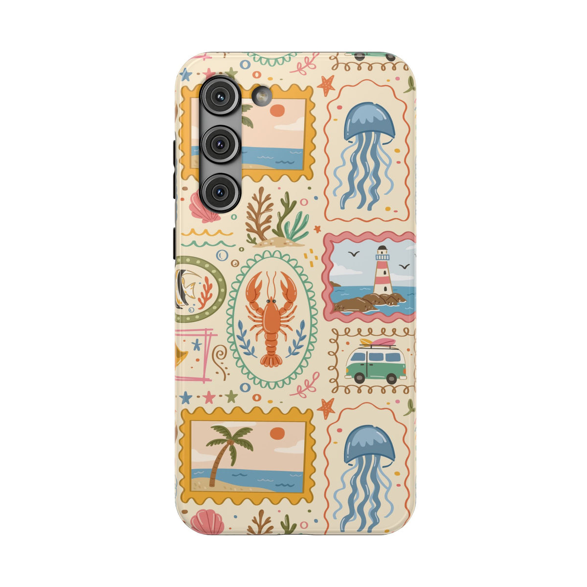 Coastal Postcard protective phone case for Samsung Galaxy S23 Plus, glossy finish