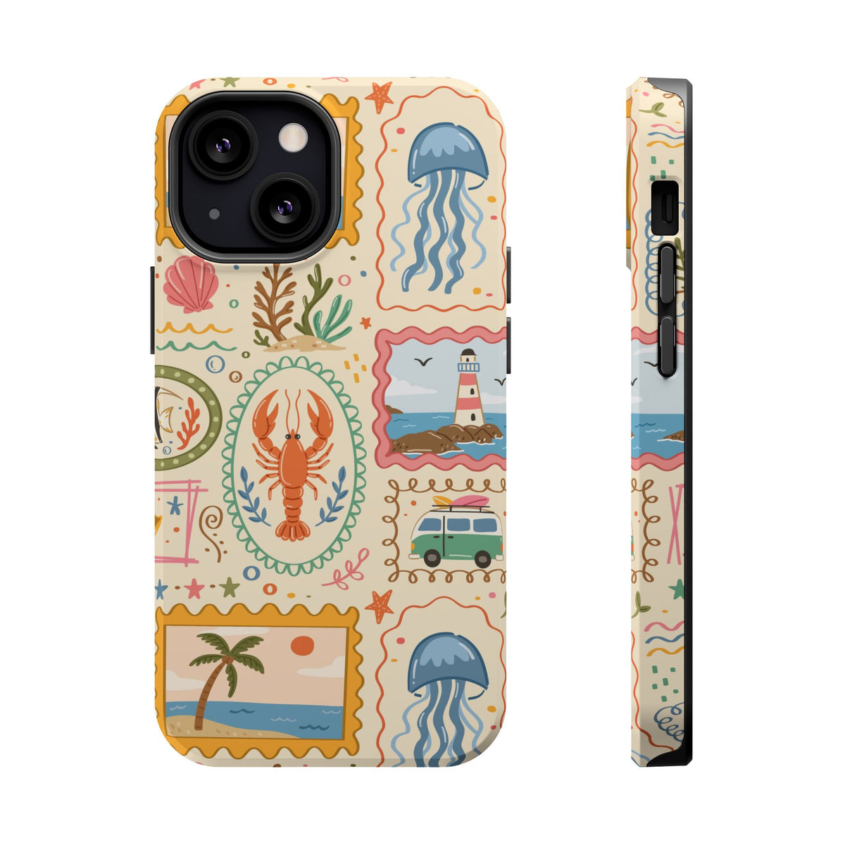 Coastal Postcard MagSafe case for iPhone 13 Mini, glossy finish