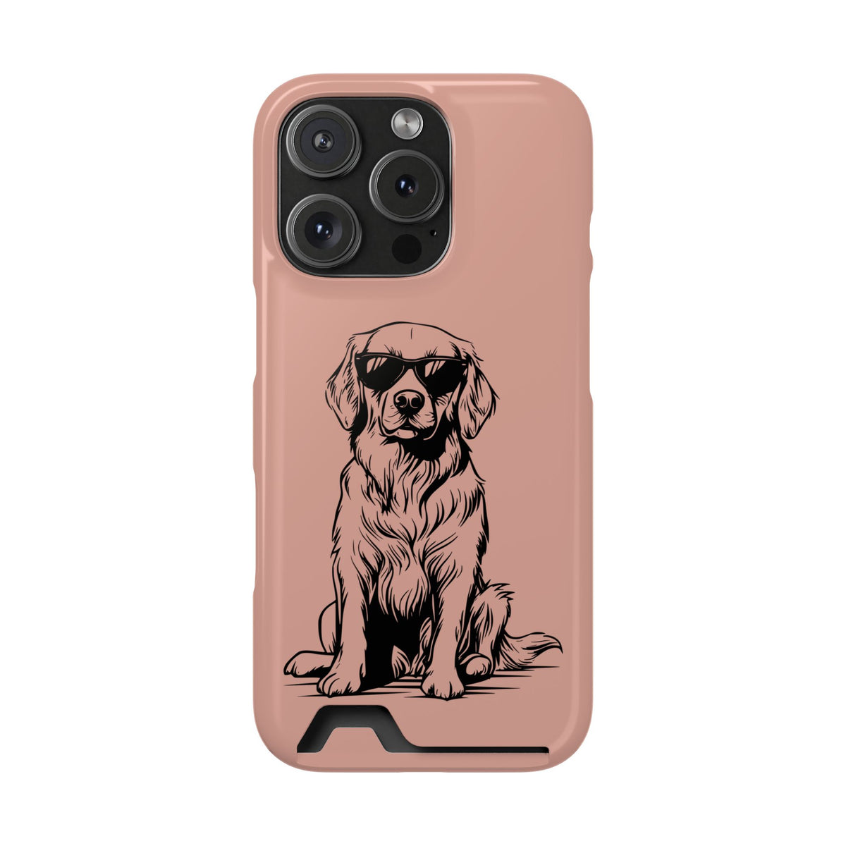 Cool Pup phone case with card holder for iPhone 16 Pro, glossy finish