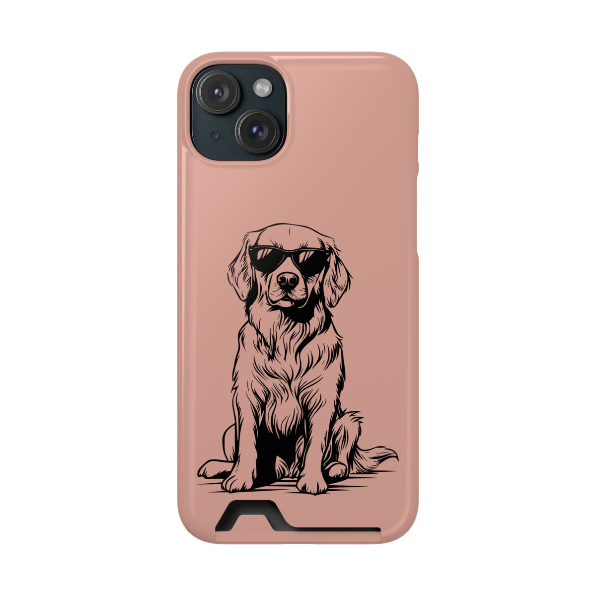Cool Pup phone case with card holder for iPhone 15 Plus, glossy finish