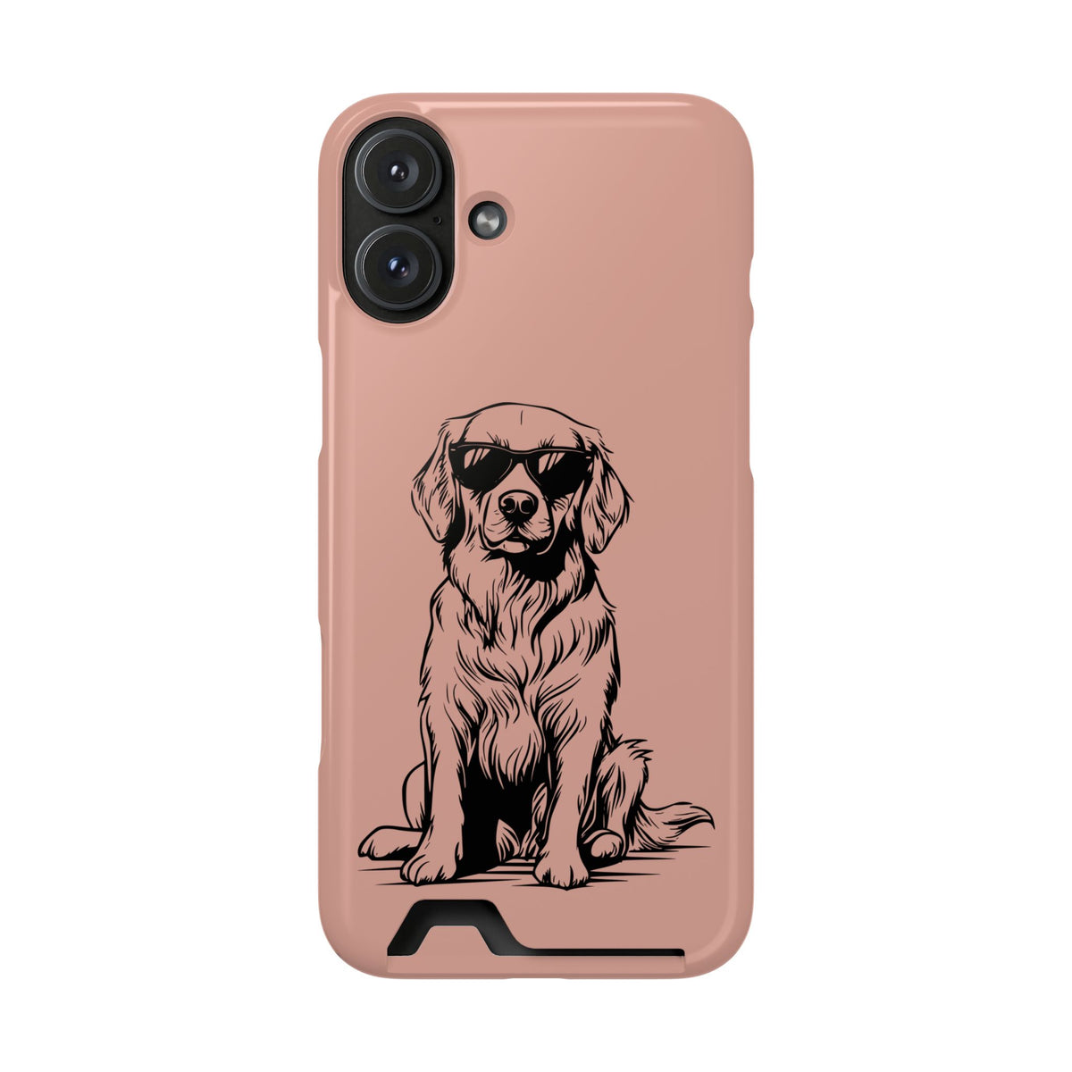 Cool Pup phone case with card holder for iPhone 16 Plus, glossy finish