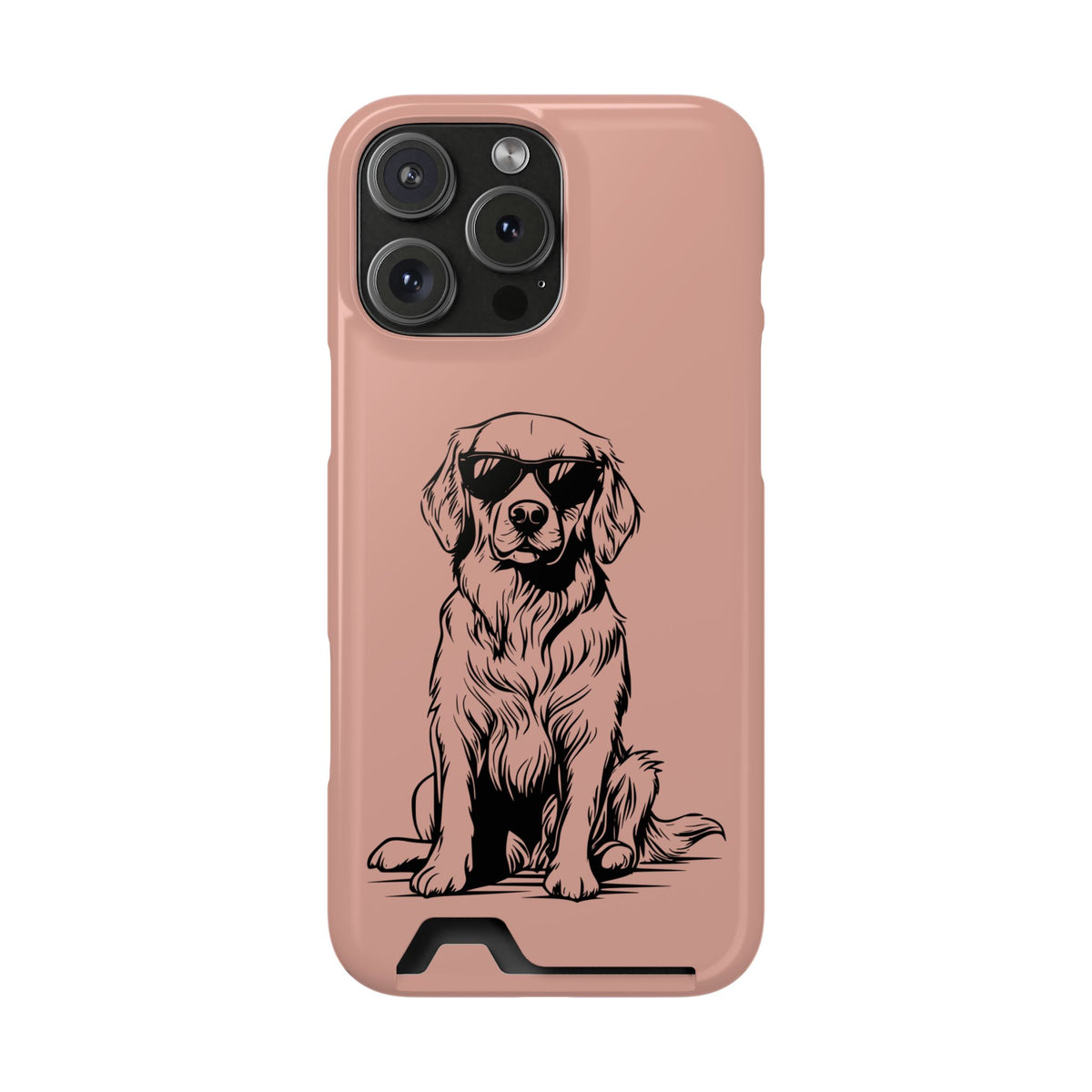 Cool Pup phone case with card holder for iPhone 16 Pro Max, glossy finish