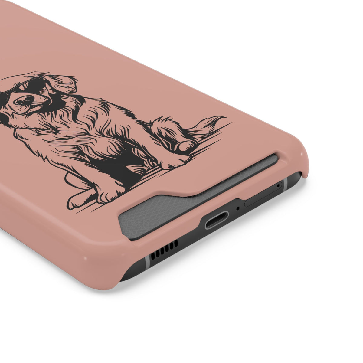 Cool Pup phone case with card holder, close-up of the card slot