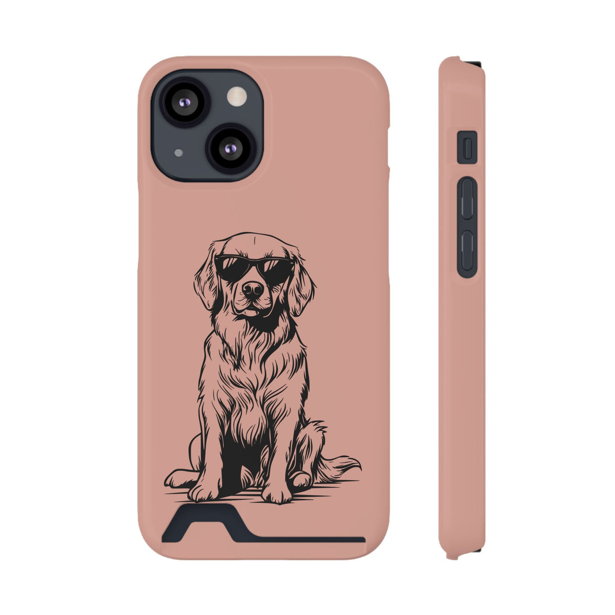 Cool Pup phone case with card holder for iPhone 13 Mini, glossy finish