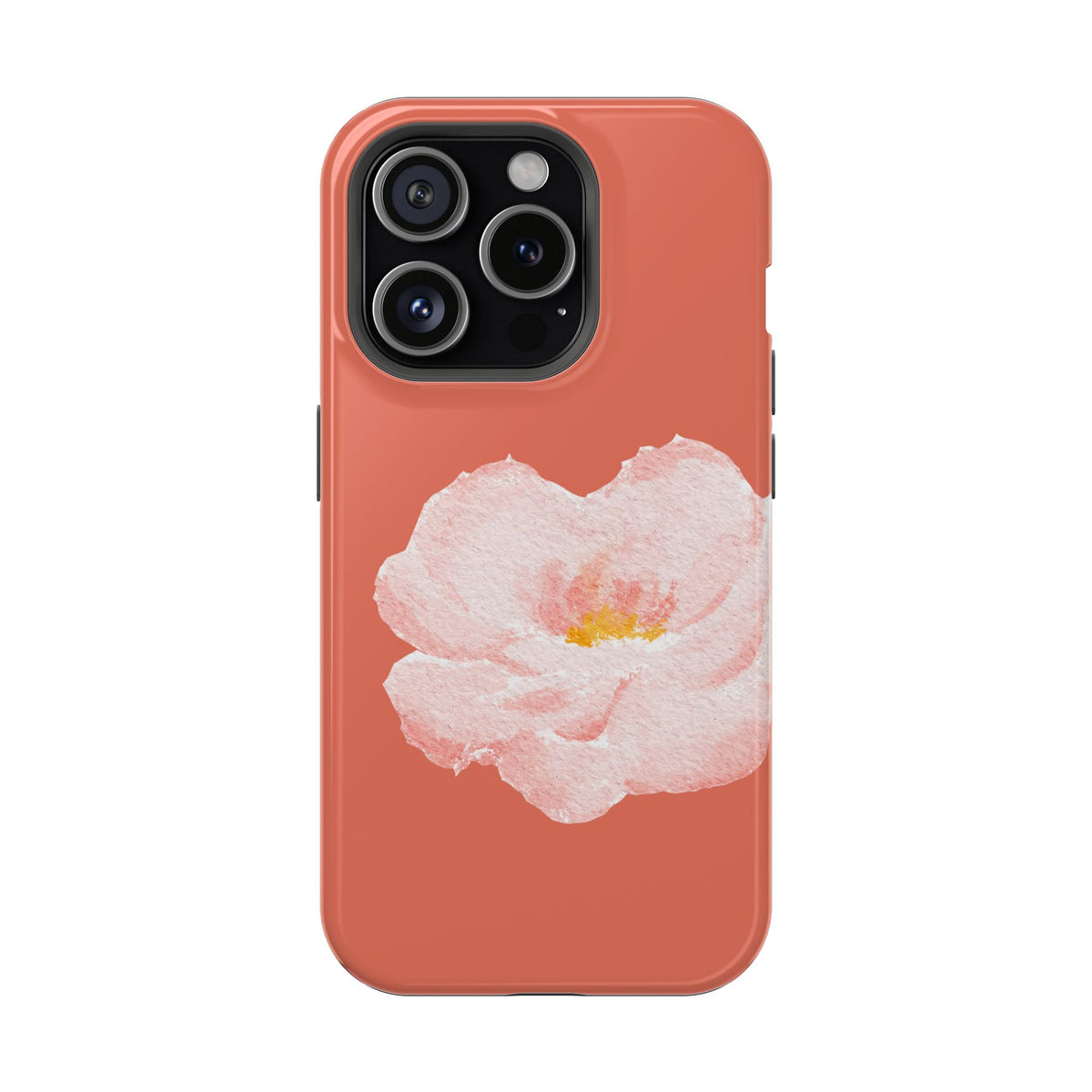 Coral Peony protective phone case for iPhone 15 Pro, glossy finish