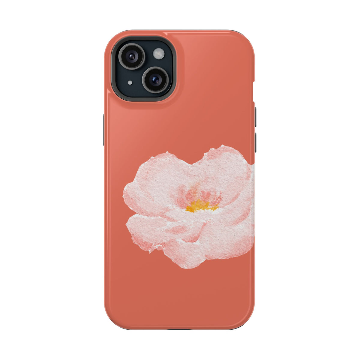 Coral Peony protective phone case for iPhone 15 Plus, glossy finish