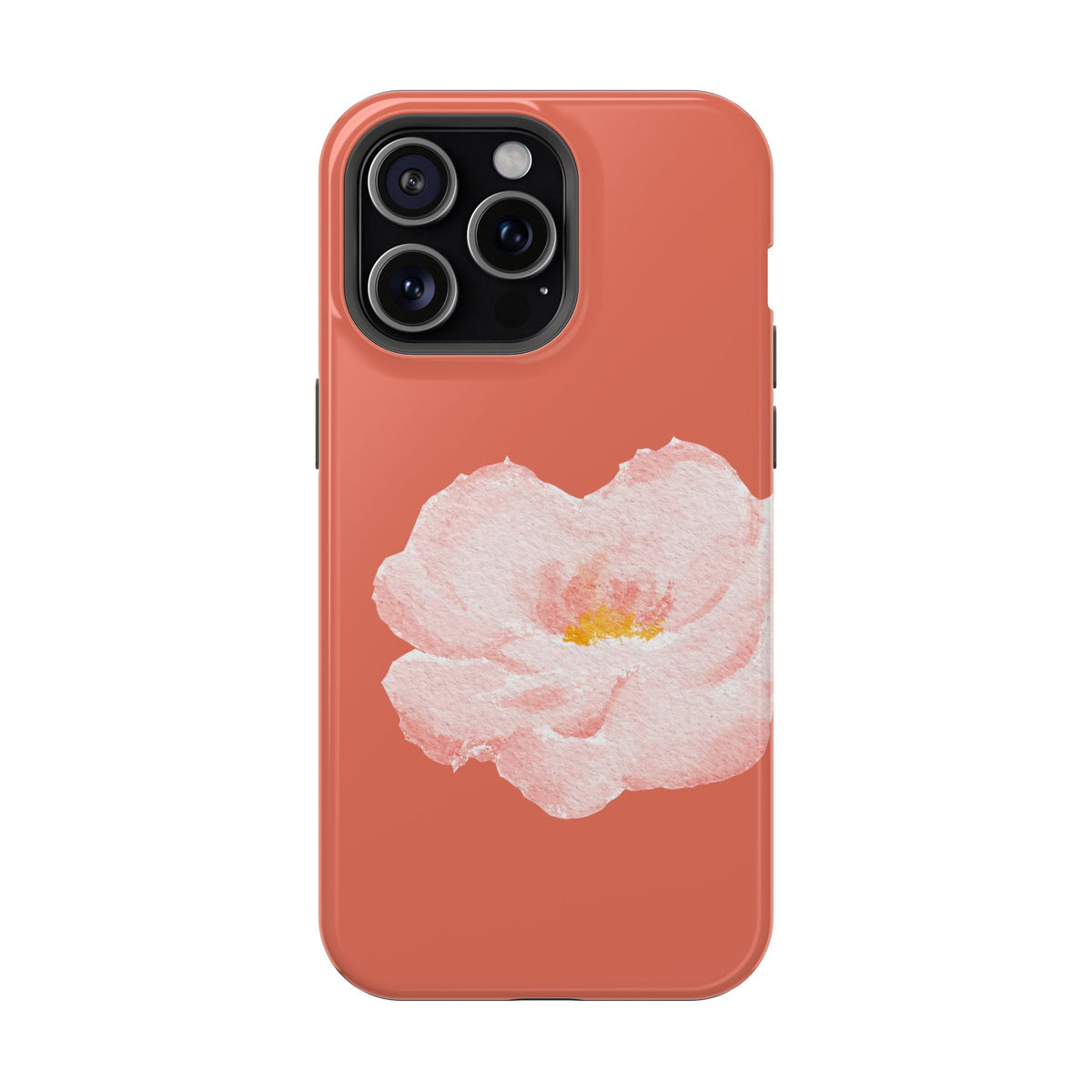 Coral Peony protective phone case for iPhone 15 Pro Max, glossy finish
