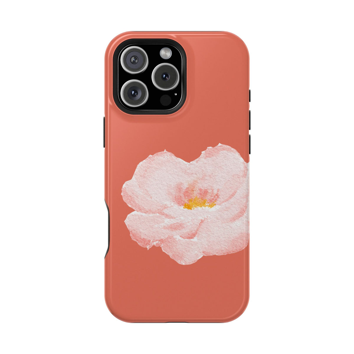 Coral Peony protective phone case for iPhone 16 Pro Max, glossy finish