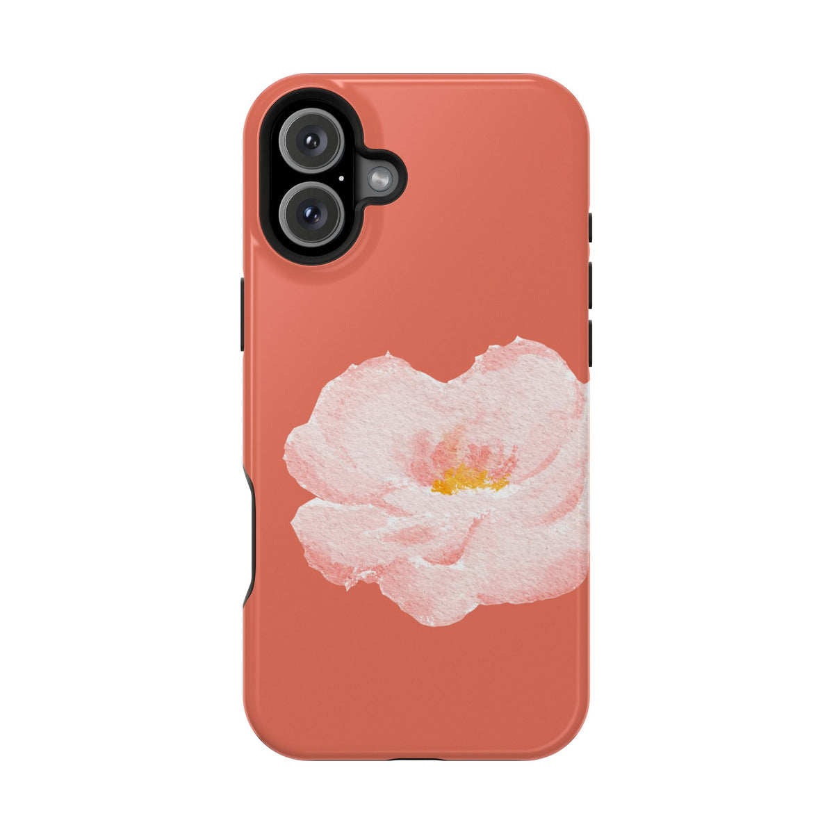 Coral Peony protective phone case for iPhone 16 Plus, glossy finish