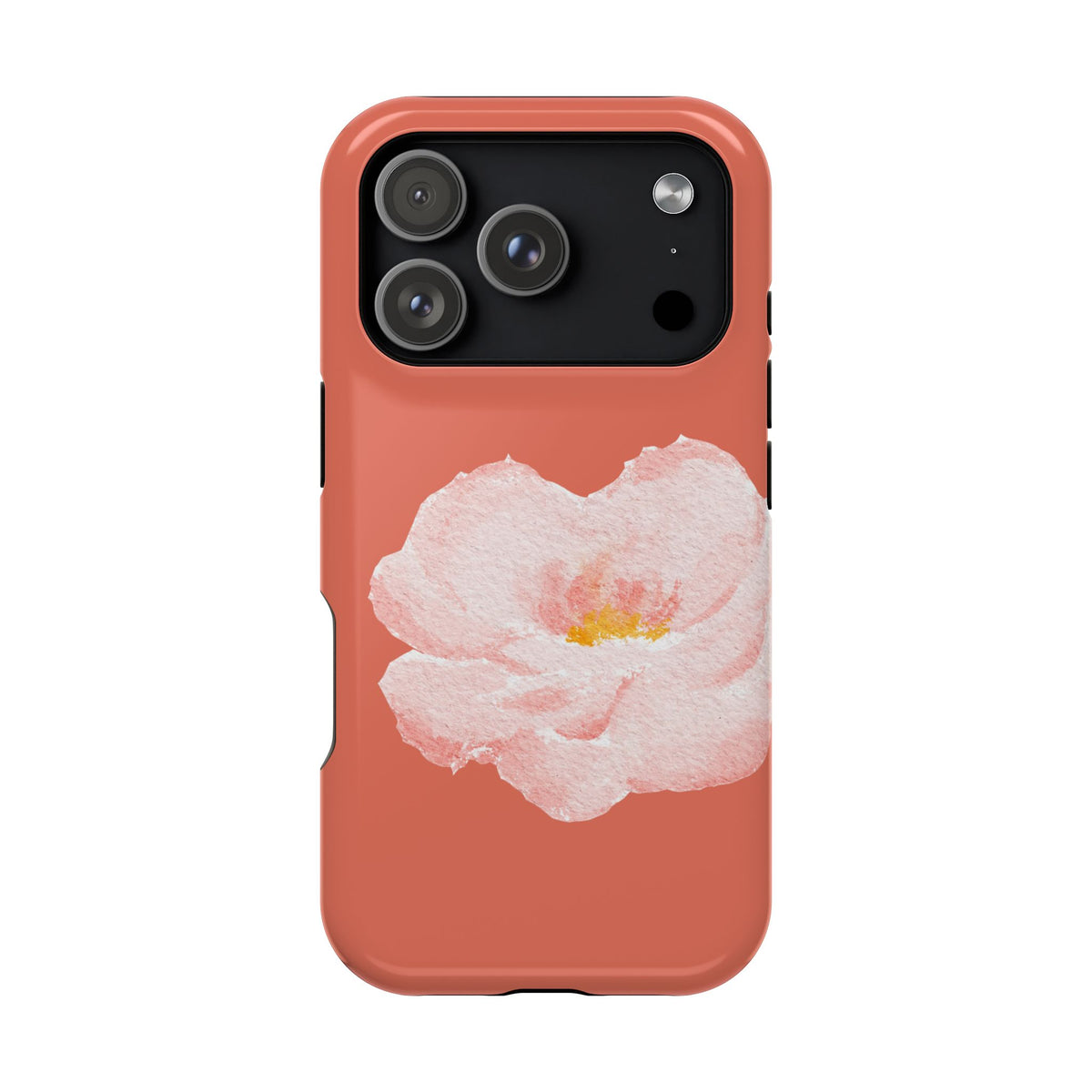 Coral Peony MagSafe case for iPhone 18 Pro, glossy finish