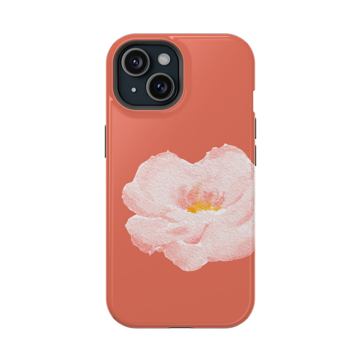 Coral Peony MagSafe case for iPhone 15, glossy finish
