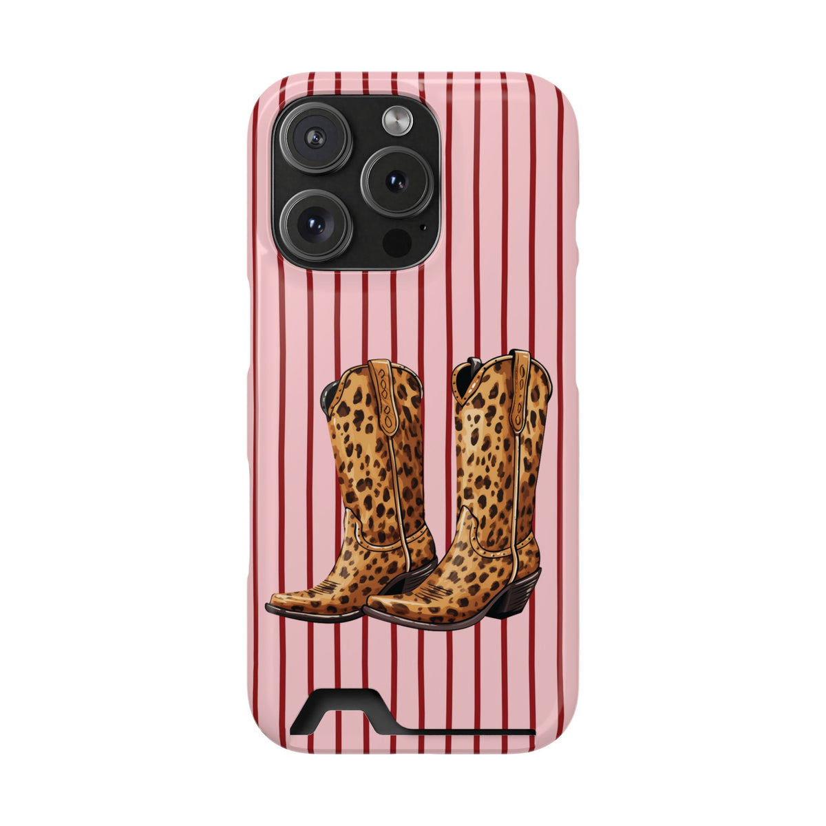 Cowgirl Boots phone case with card holder for iPhone 16 Pro, glossy finish