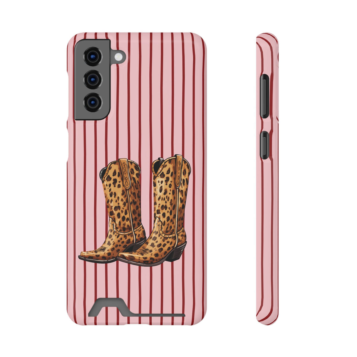 Cowgirl Boots phone case with card holder for Samsung Galaxy S21 Plus, glossy finish