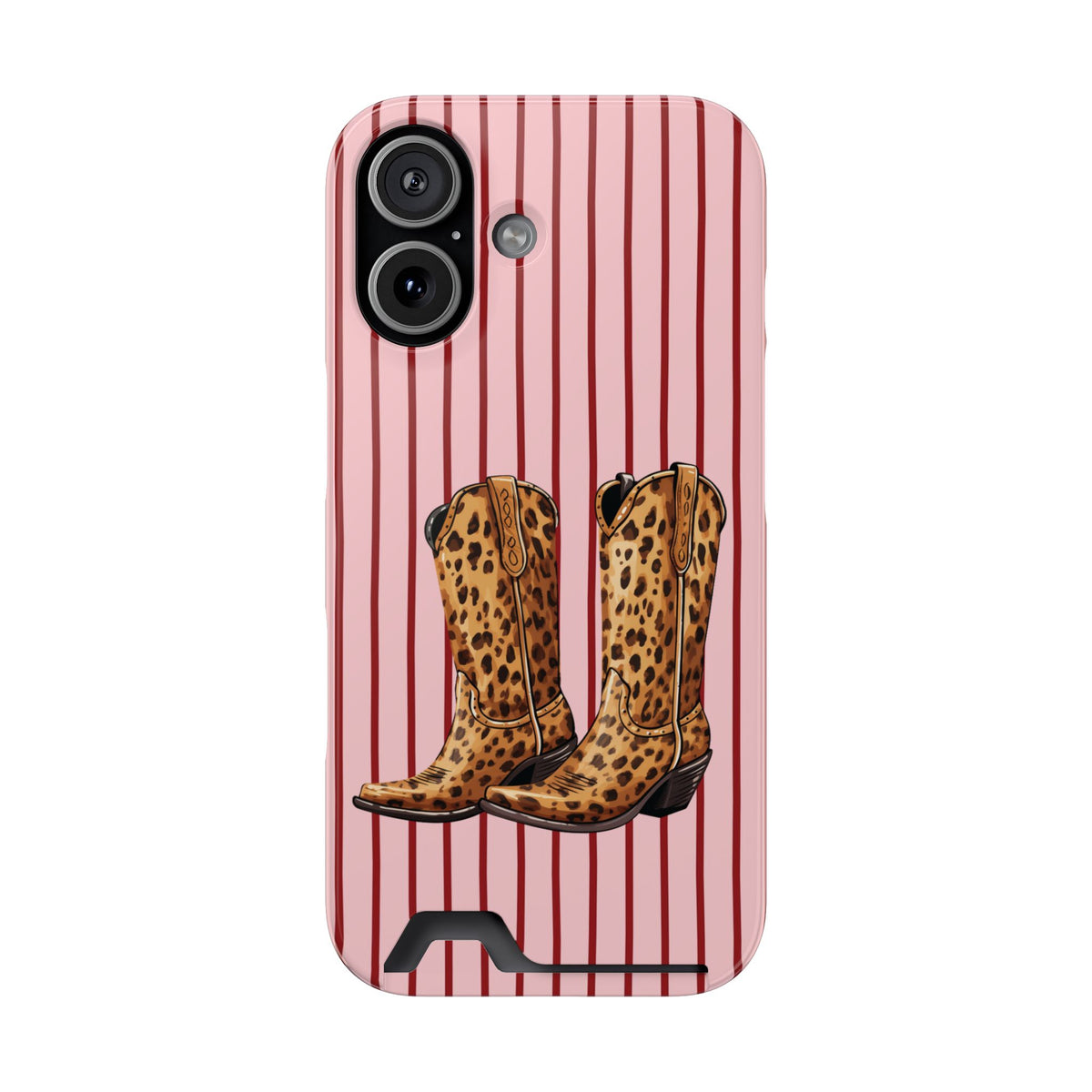 Cowgirl Boots phone case with card holder for iPhone 17, glossy finish
