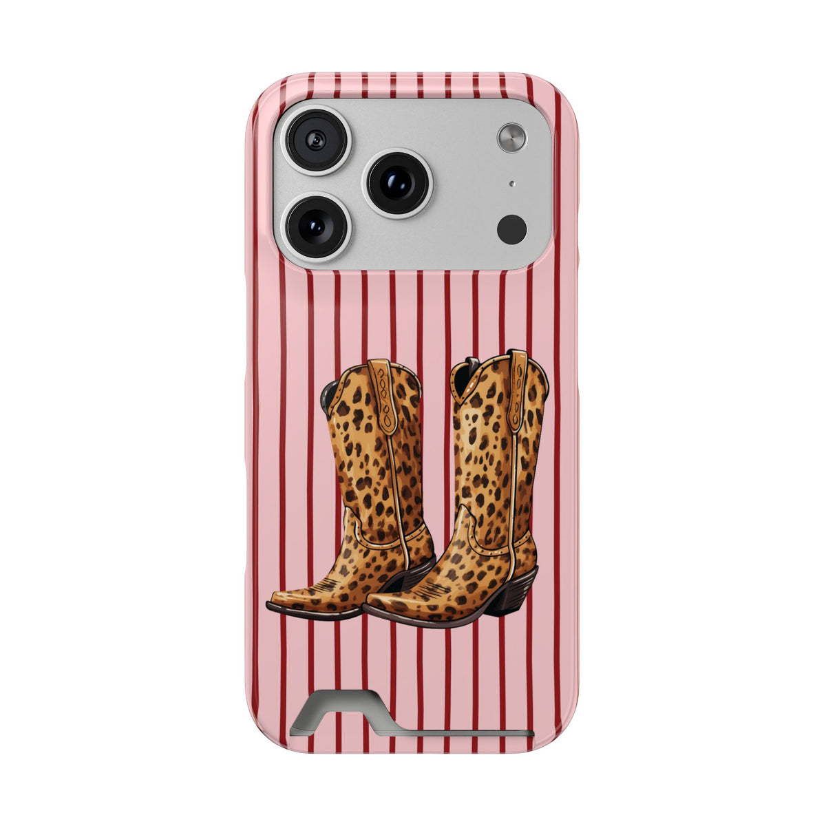 Cowgirl Boots phone case with card holder for iPhone 17 Pro, glossy finish