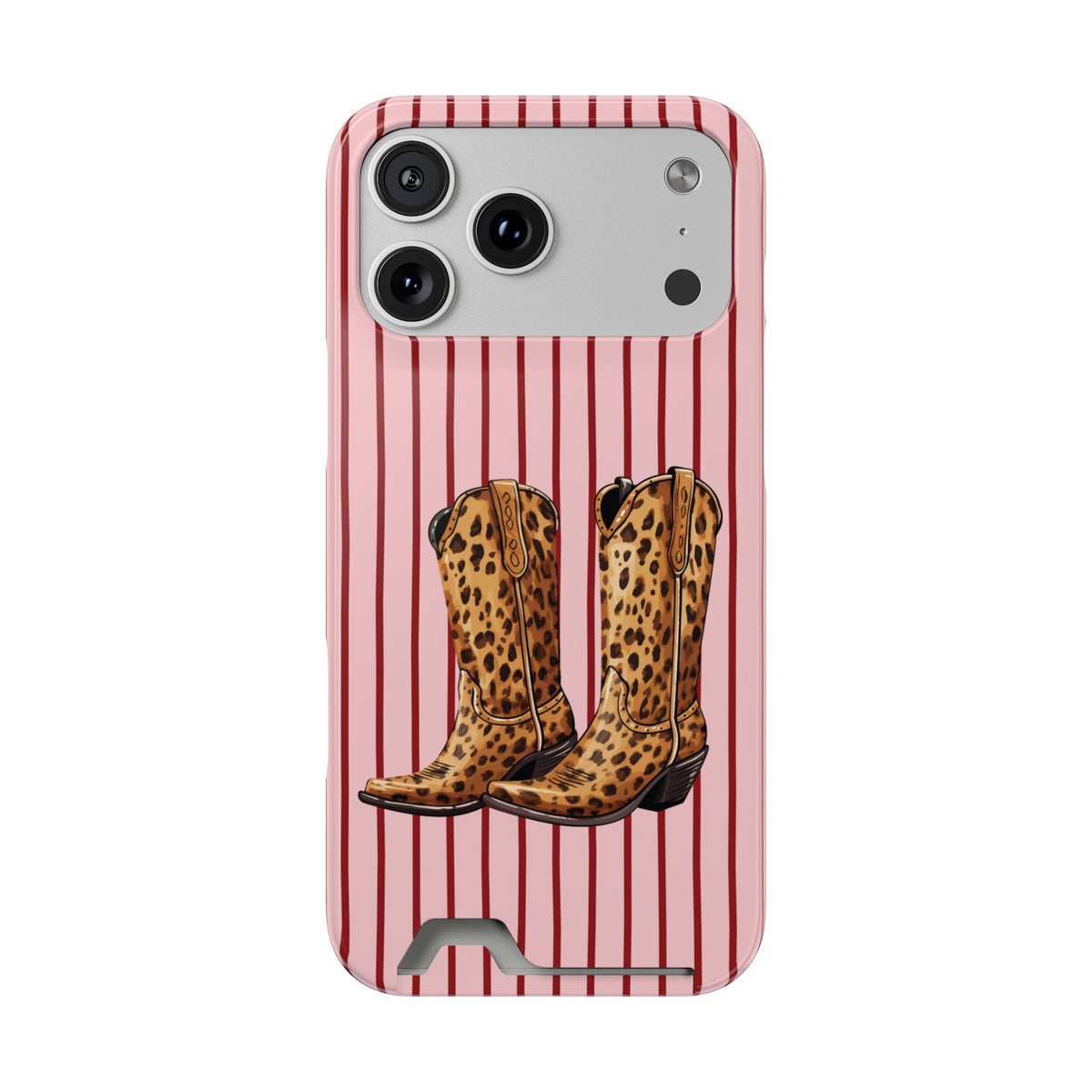 Cowgirl Boots phone case with card holder for iPhone 17 Pro Max, glossy finish