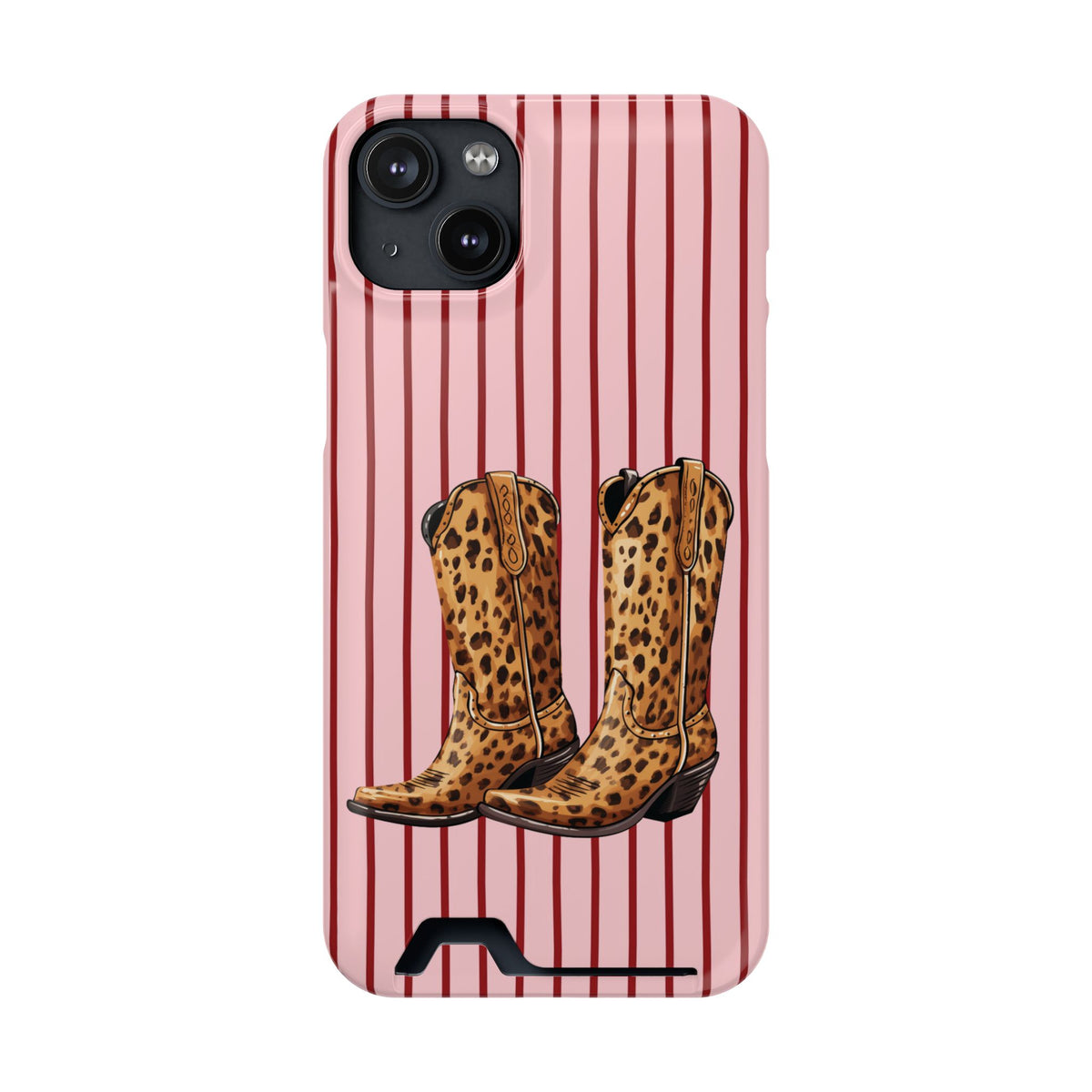 Cowgirl Boots phone case with card holder for iPhone 14 Plus, glossy finish