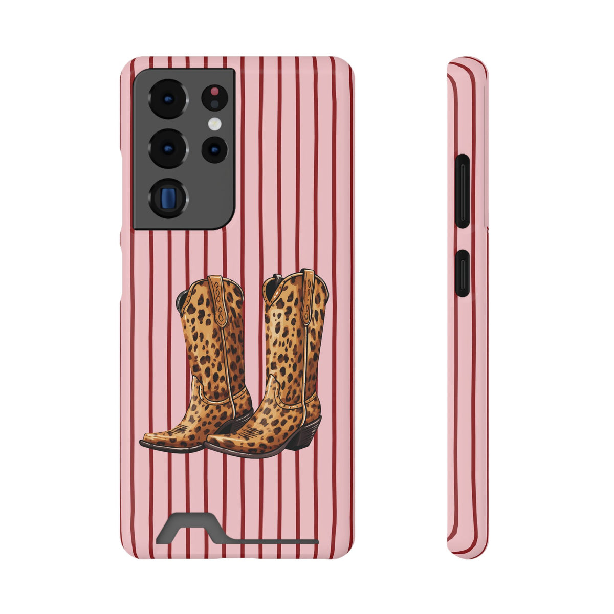 Cowgirl Boots phone case with card holder for Samsung Galaxy S22 Plus, glossy finish