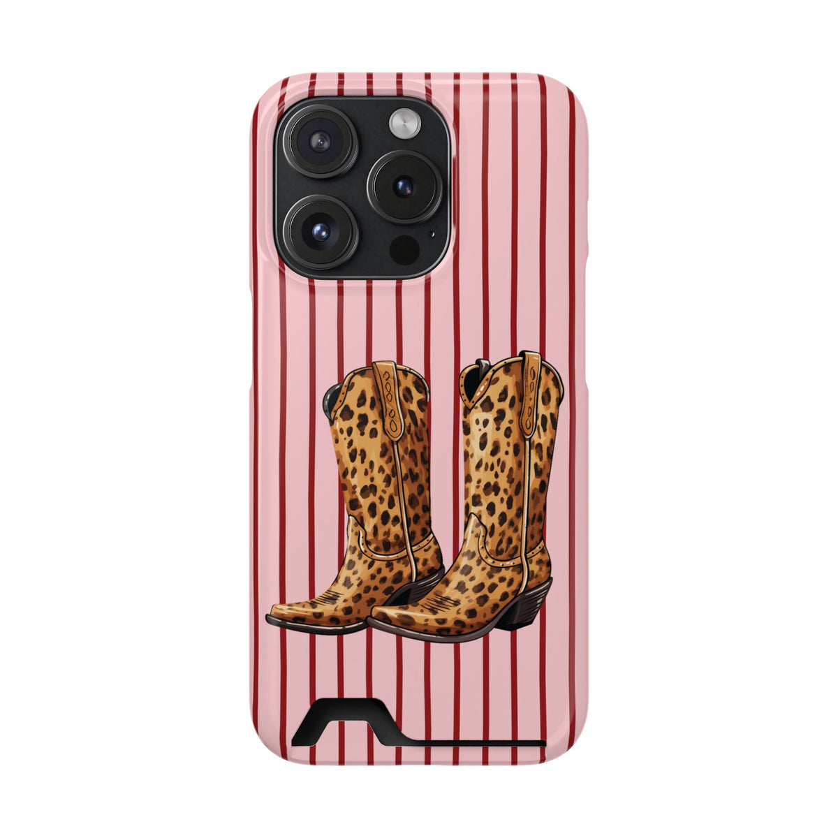 Cowgirl Boots phone case with card holder for iPhone 15 Pro, glossy finish