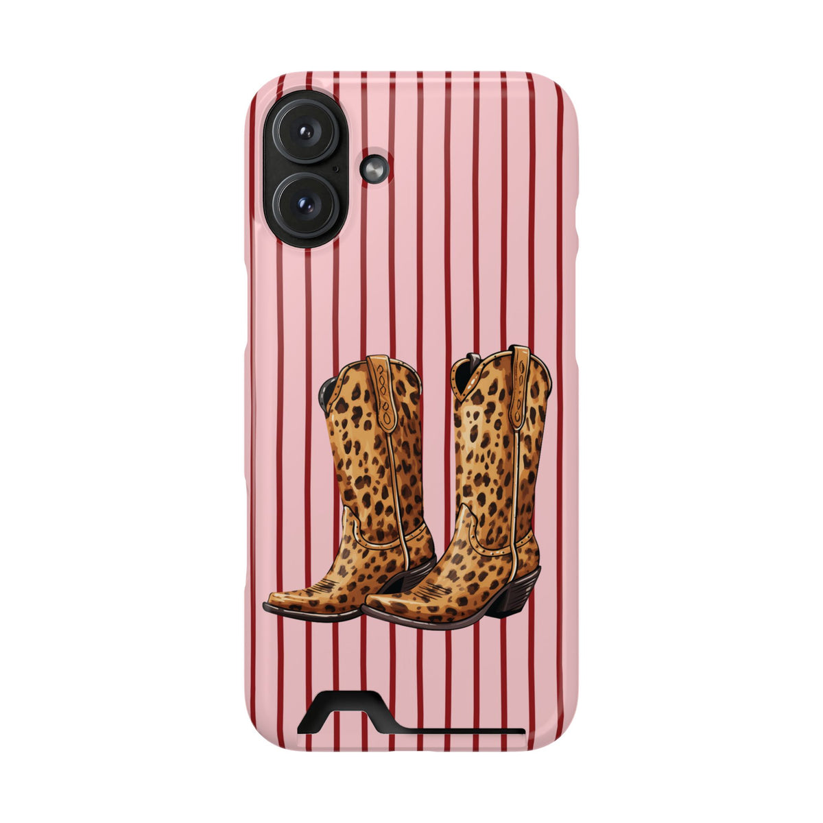 Cowgirl Boots phone case with card holder for iPhone 16 Plus, glossy finish