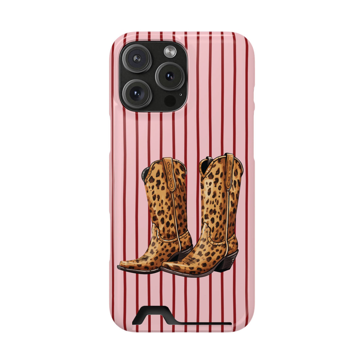 Cowgirl Boots phone case with card holder for iPhone 16 Pro Max, glossy finish