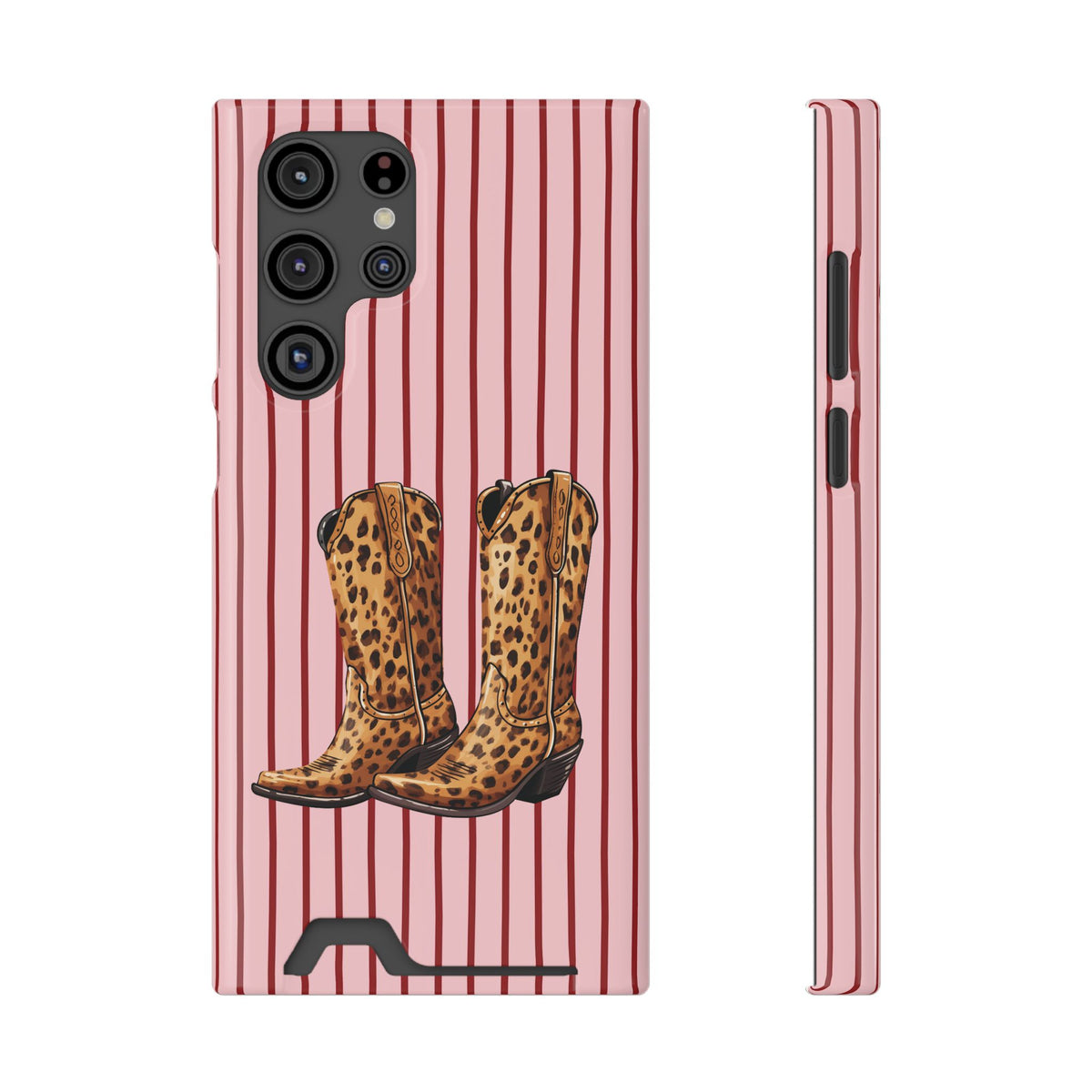 Cowgirl Boots phone case with card holder for Samsung Galaxy S22 Ultra, glossy finish