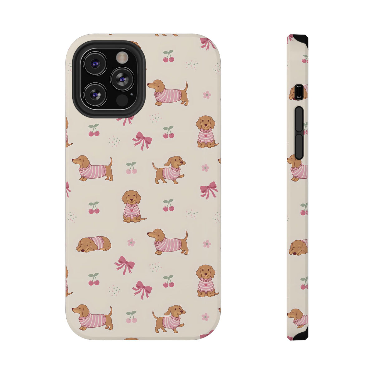 Dachshund Cherry protective phone case for iPhone 12 Pro, glossy finish