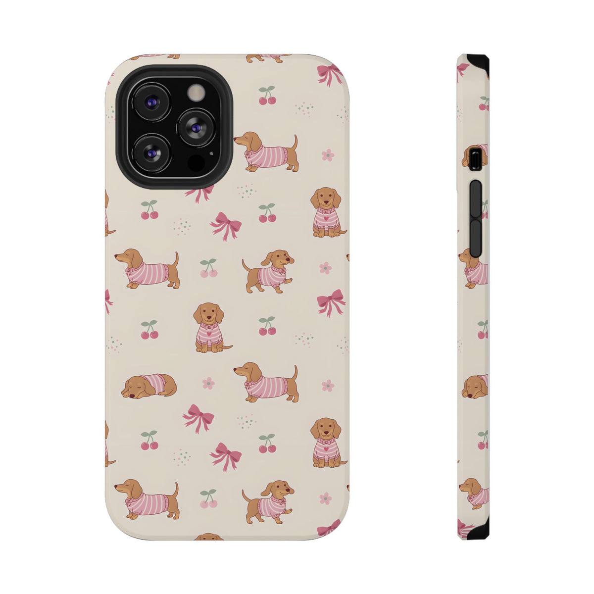 Dachshund Cherry protective phone case for iPhone 12 Pro Max, glossy finish