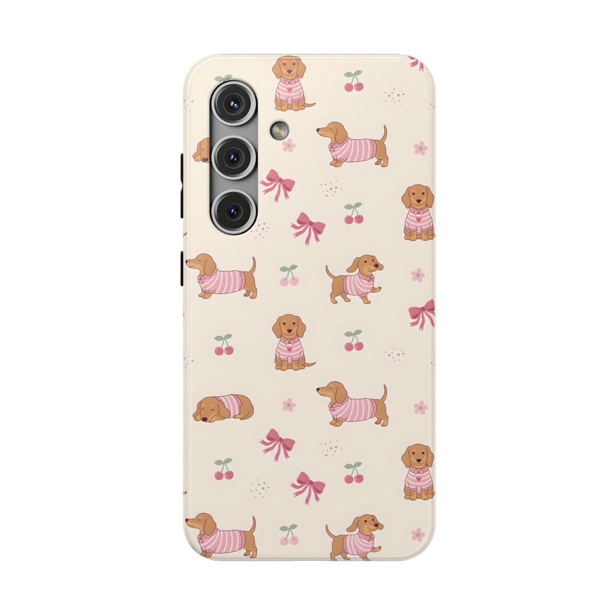 Dachshund Cherry protective phone case for Samsung Galaxy S24, glossy finish