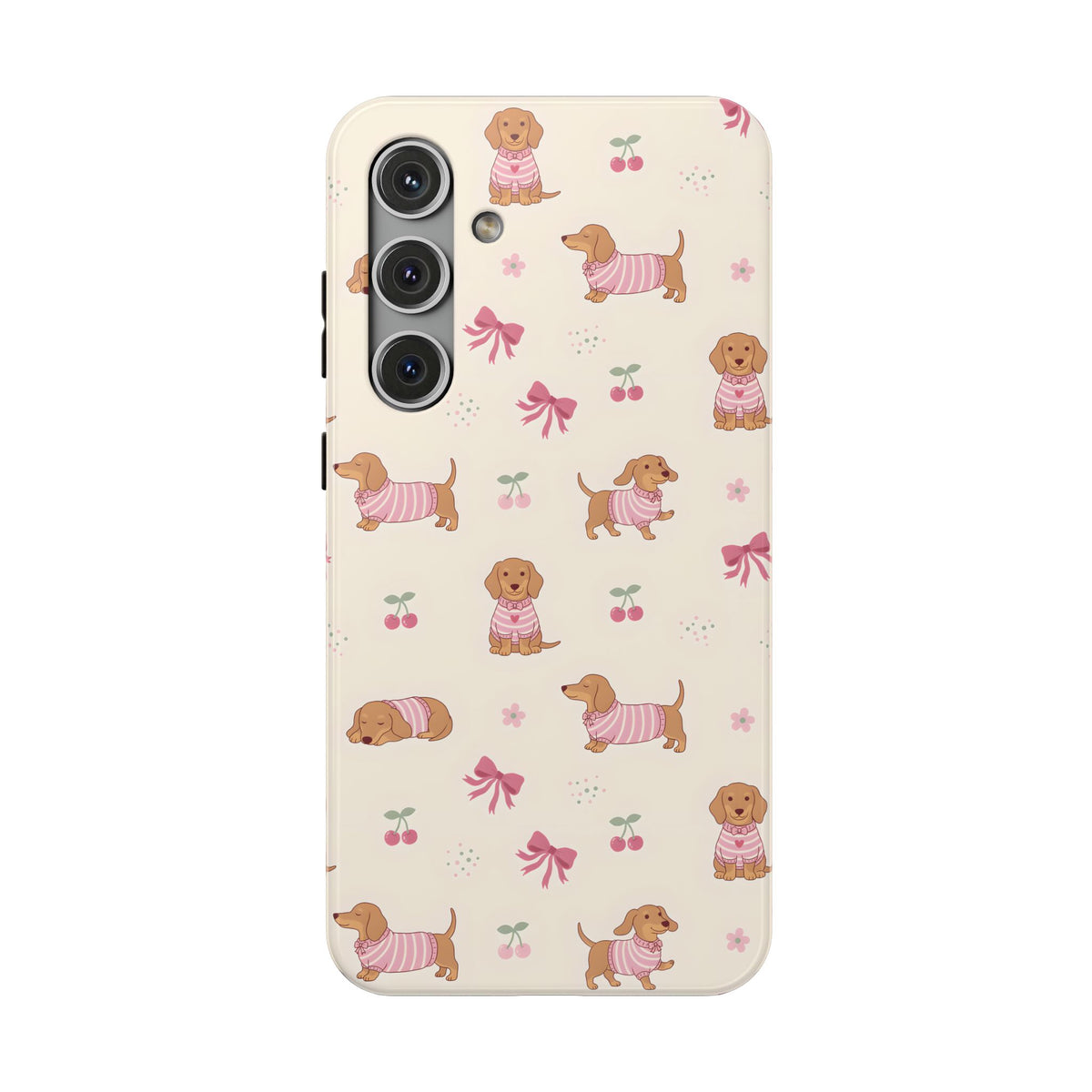 Dachshund Cherry protective phone case for Samsung Galaxy S24 Plus, glossy finish