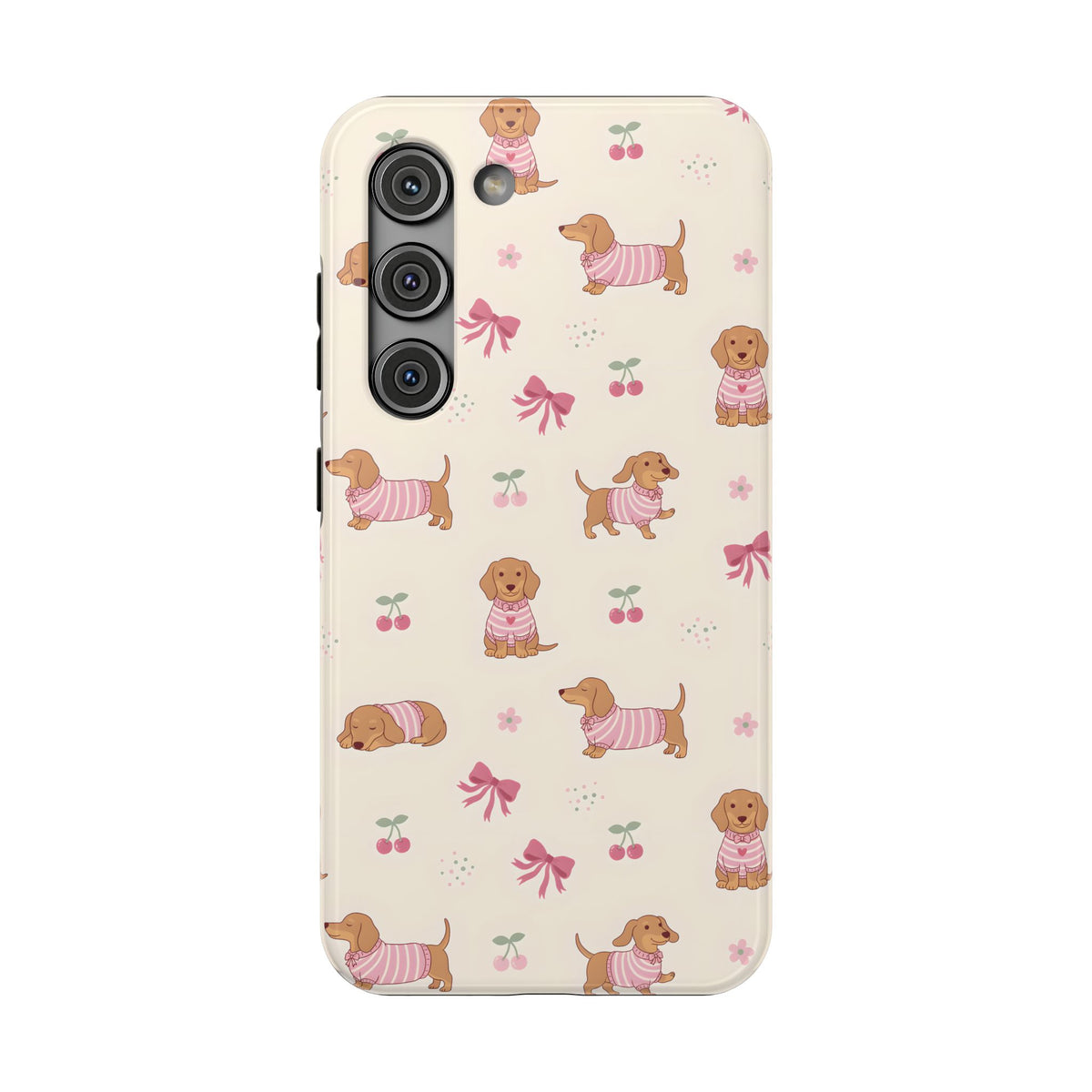 Dachshund Cherry protective phone case for Samsung Galaxy S23, glossy finish