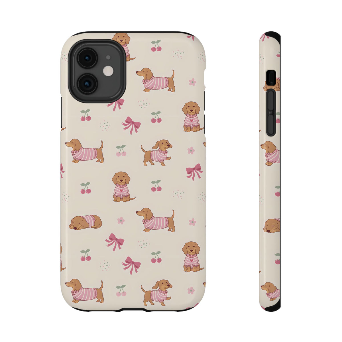Dachshund Cherry protective phone case for iPhone 11, glossy finish