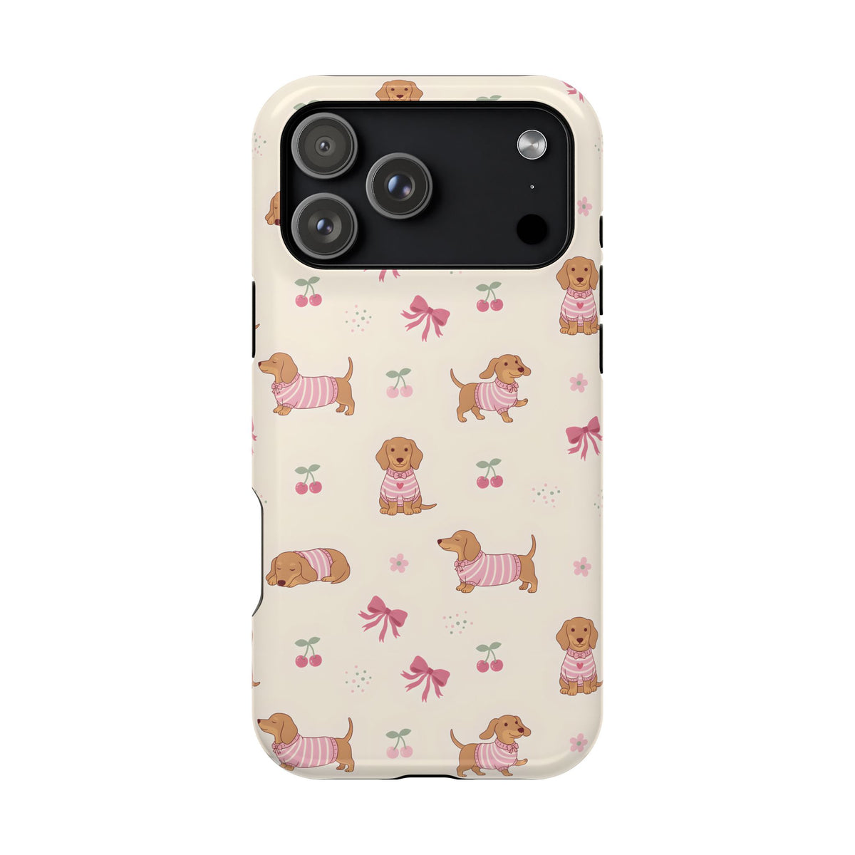 Dachshund Cherry MagSafe case for iPhone 18 Pro Max, glossy finish